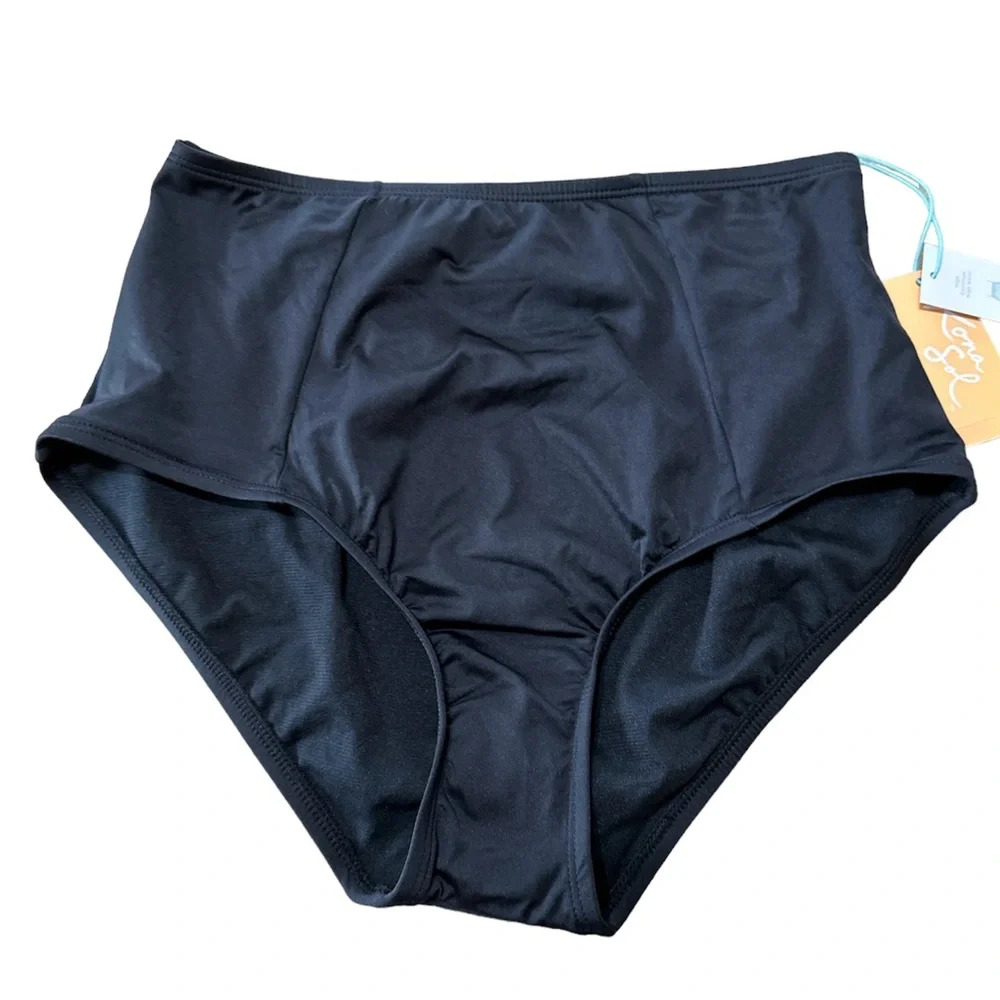 Kona Sol High Waist Bikini Bottoms in Black